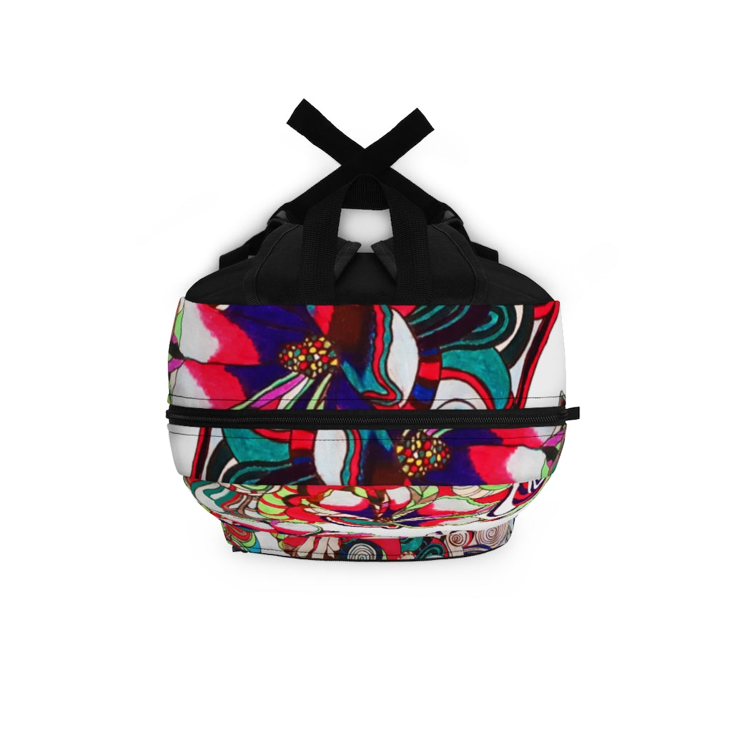 White Artsy Floral Pop Backpack