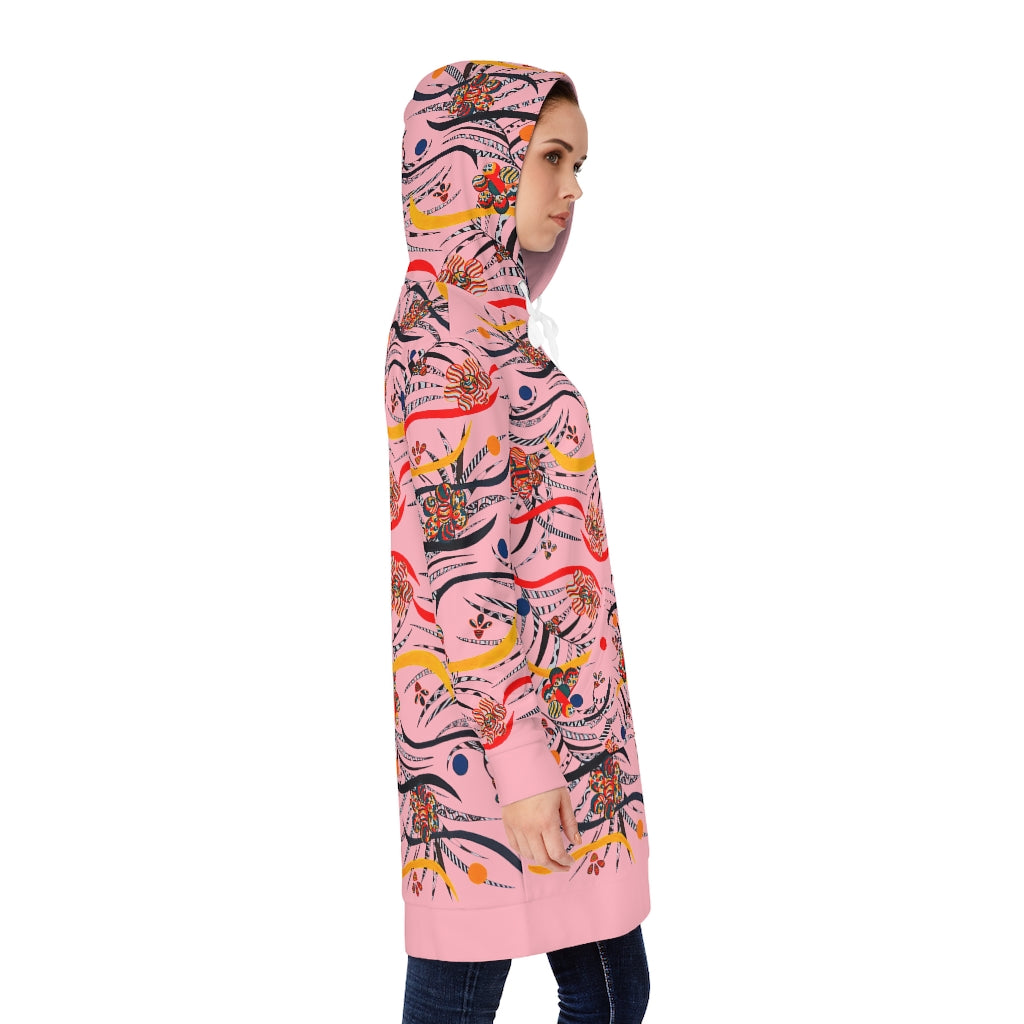 Blush Pink Wilderness Hoodie Dress (AOP)