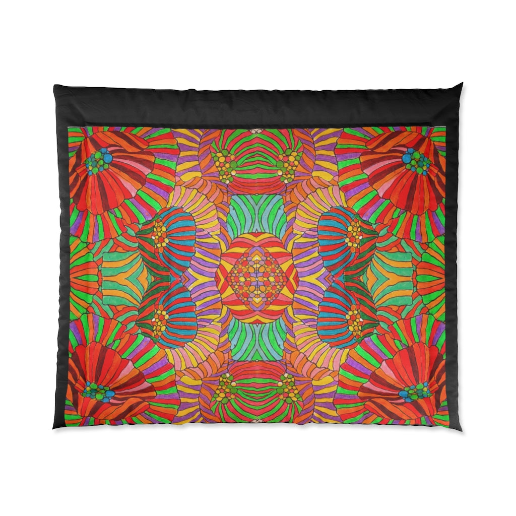 Wild Flower Black Border Comforter