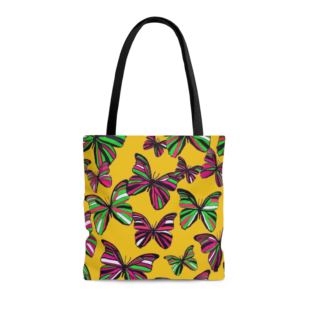 AOP Butterflies Yellow Tote Bag