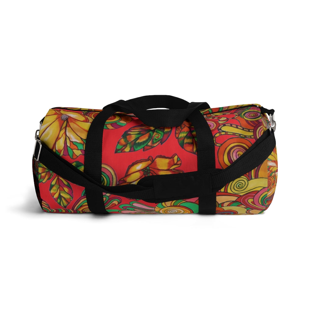 Artsy Floral Red Duffel Bag
