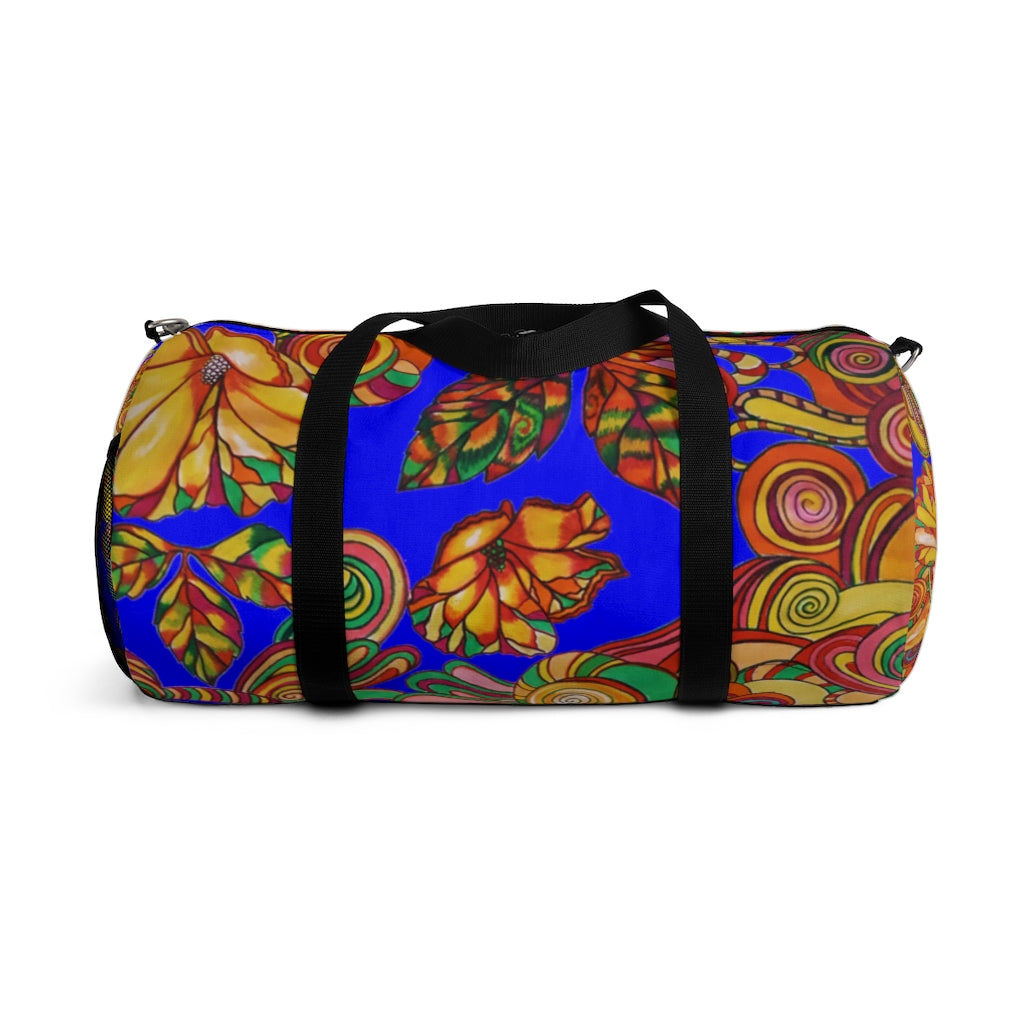 Artsy Floral Electric Blue Duffel Bag