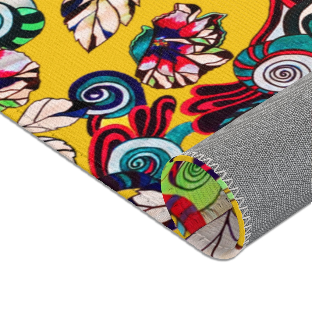 Artsy Floral Pop Yellow Area Rug