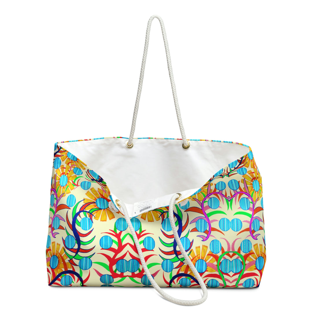 Cream Sunflower Weekender Open Beach Tote Bag