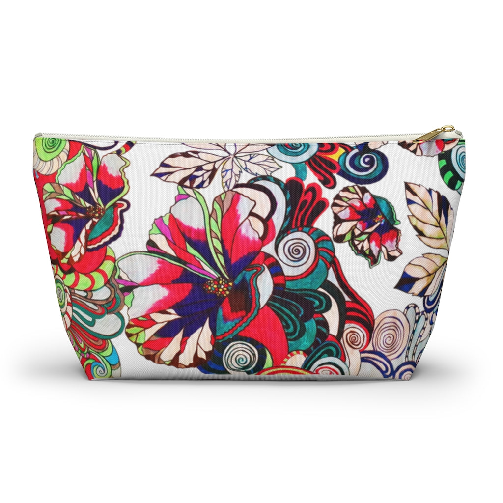 Floral Pop White Accessory Pouch
