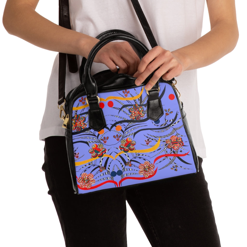 very peri animal & jungle print handbag