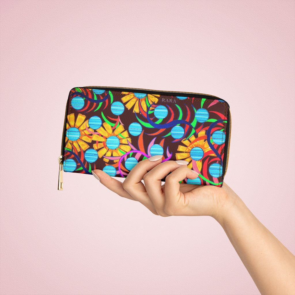 marsala Sunflower print clutch wallet
