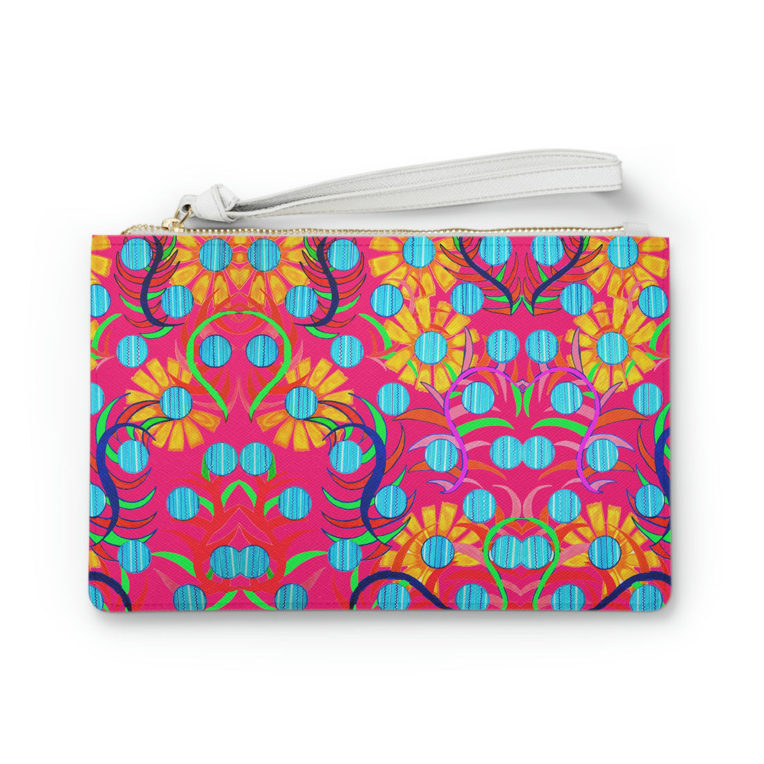 Hot Pink Sunflower Print Clutch Bag