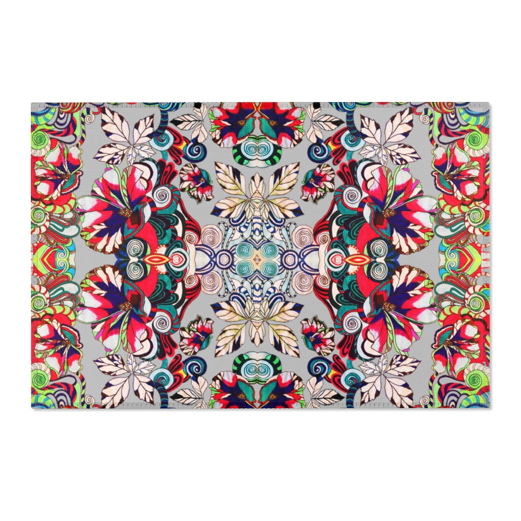 Artsy Floral Pop Slate Area Rug