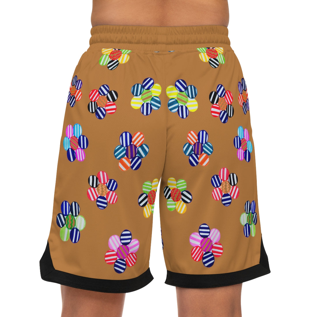tussock geometric floral print basketball shorts