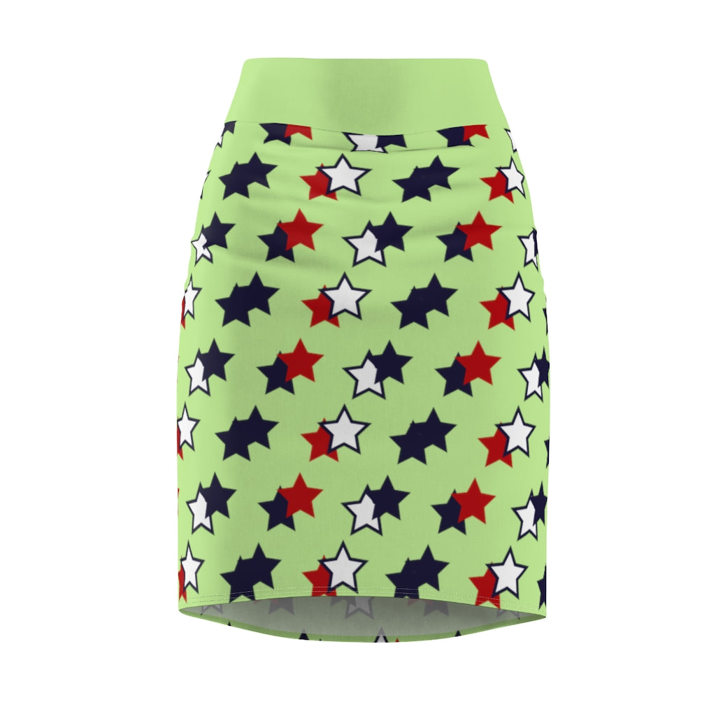 AOP Starry Mint Pencil Skirt
