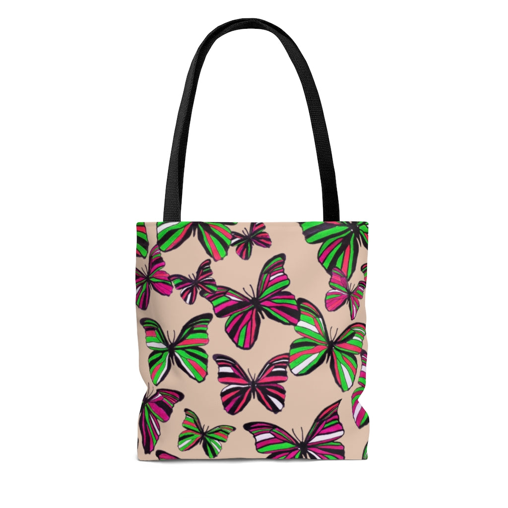 AOP Butterflies Nude Tote Bag
