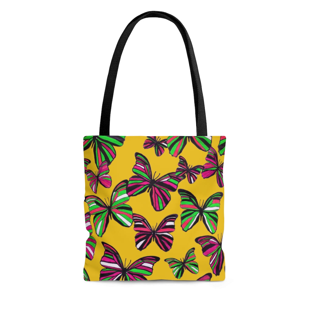 AOP Butterflies Yellow Tote Bag