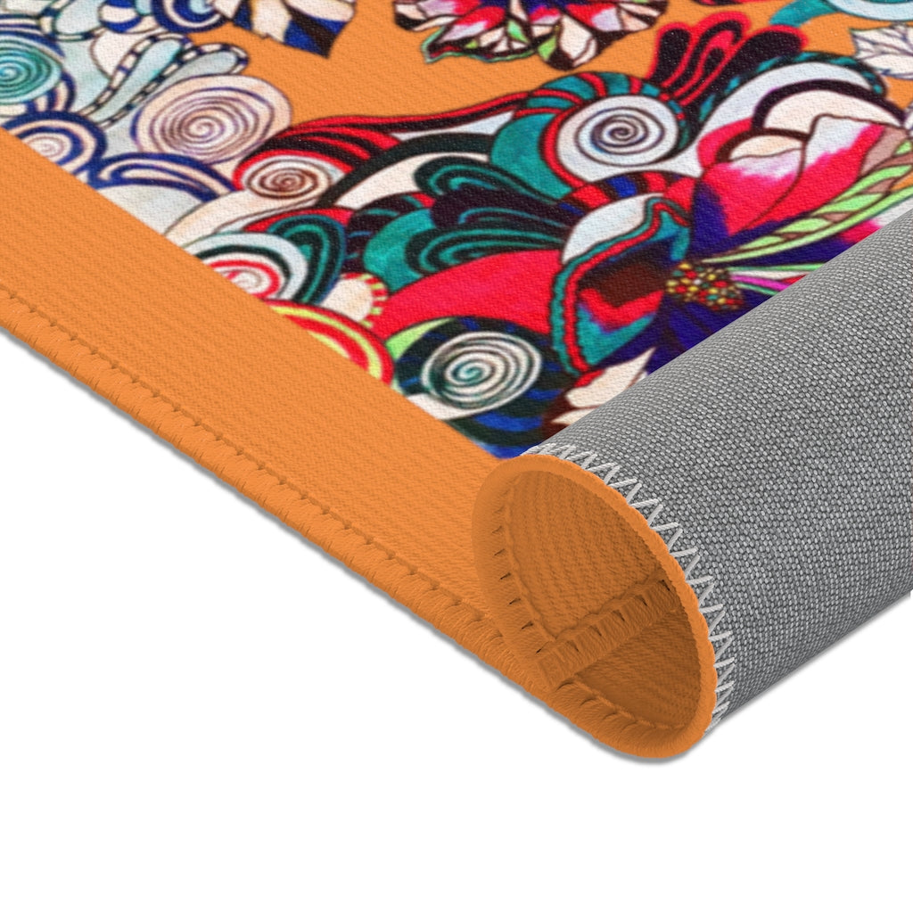 Artsy Floral Pop Peach Area Rug