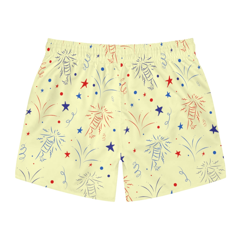 Men's Firecracker Cream Swimming Trunks