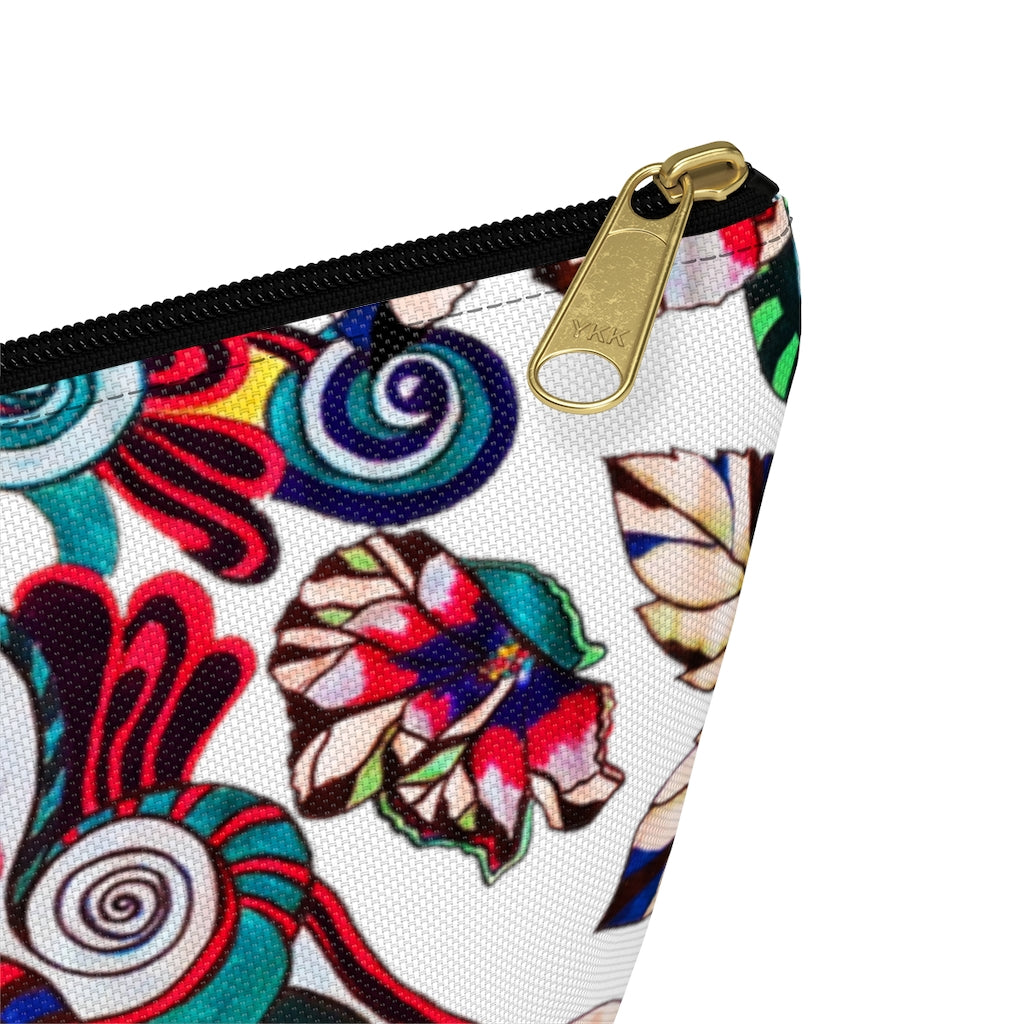 Floral Pop White Accessory Pouch