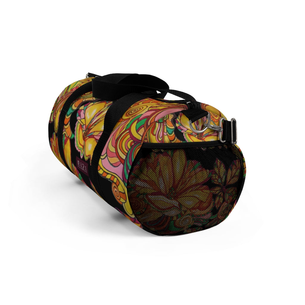 Artsy Floral Black Duffel Bag