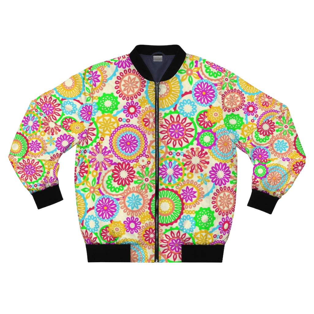 lemon yellow psychedelic men's wear bomber jacket