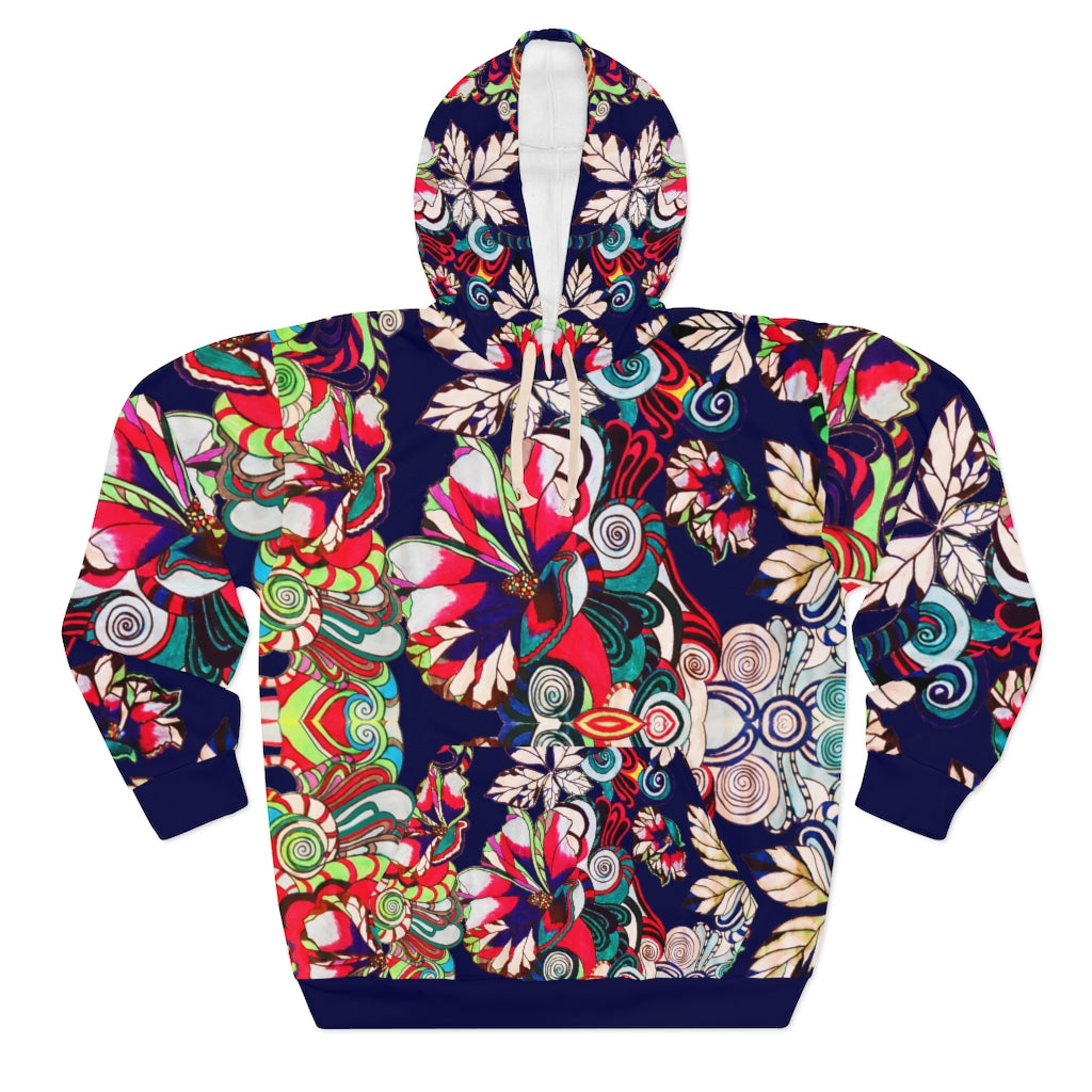 Artsy Floral Pop Pullover Ink Hoodie