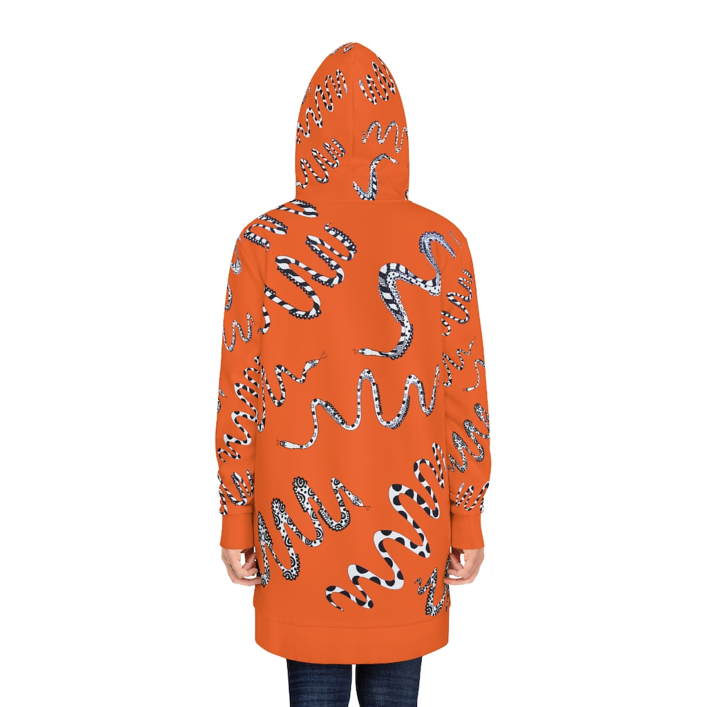 Orange Snake Print Hoodie Dress