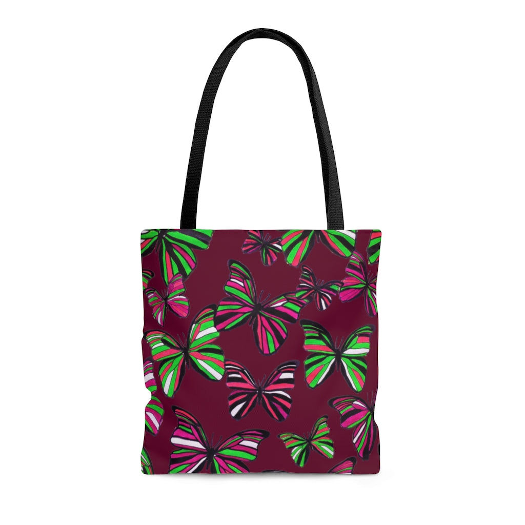 AOP Butterflies Marsala Tote Bag
