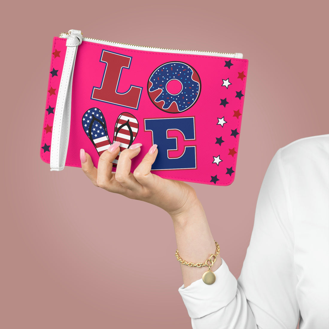 Hot Pink American Love Clutch Bag