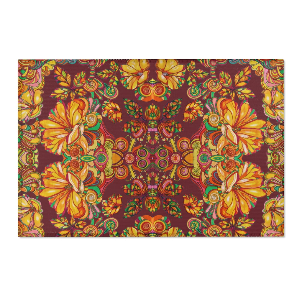 Artsy Floral Marsala Area Rug