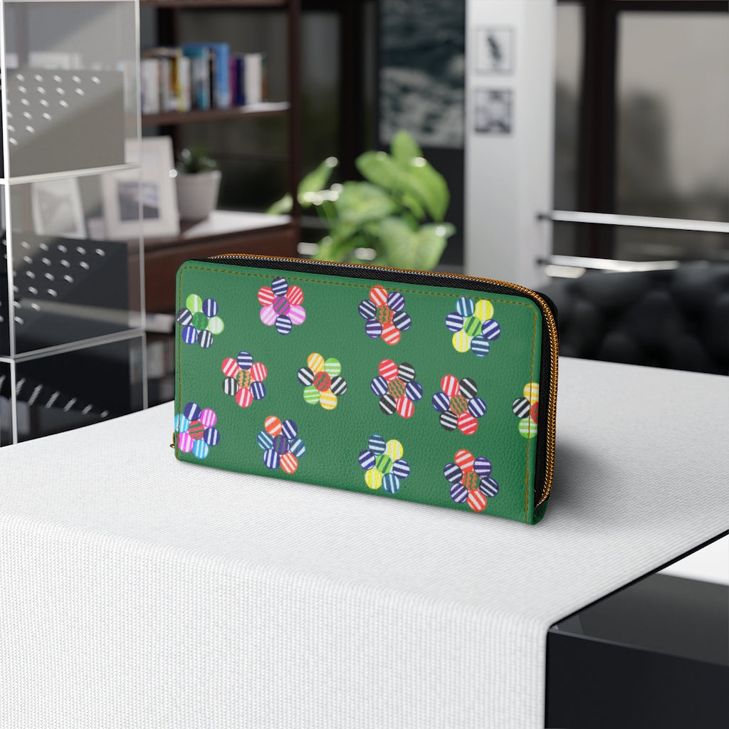 emerald floral print clutch wallet