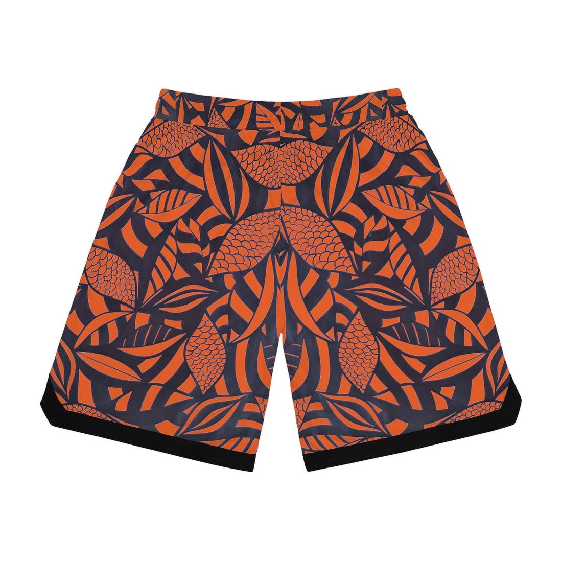 Orange Tropical Minimalist Basketball Rib Shorts (AOP)