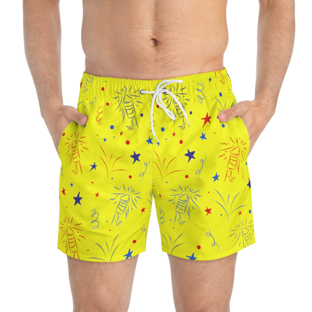 Men's Firecracker Canary Swimming Trunks