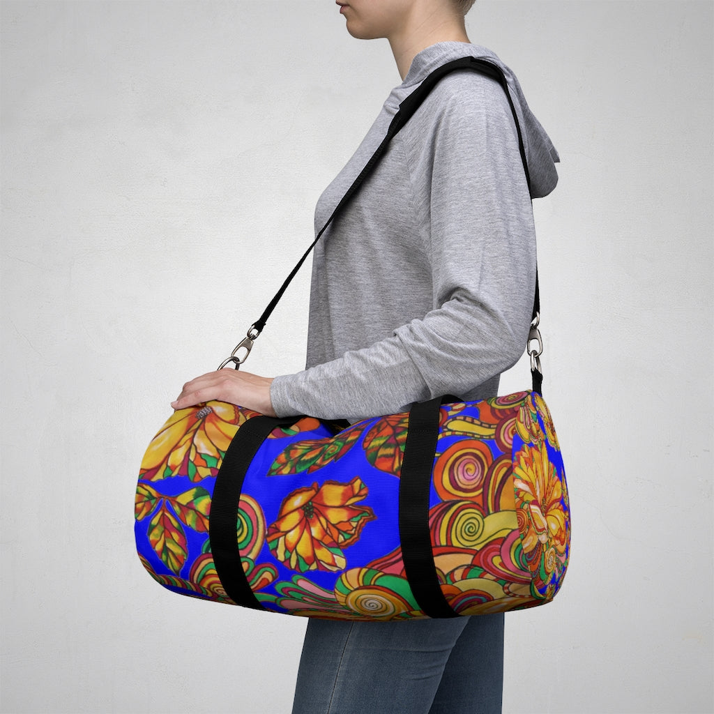 Artsy Floral Electric Blue Duffel Bag