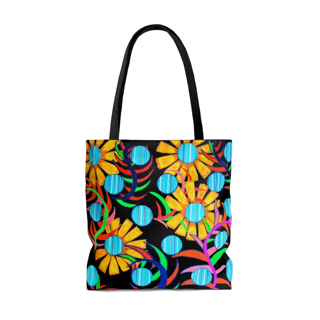 AOP The Sunflower Black Tote Bag