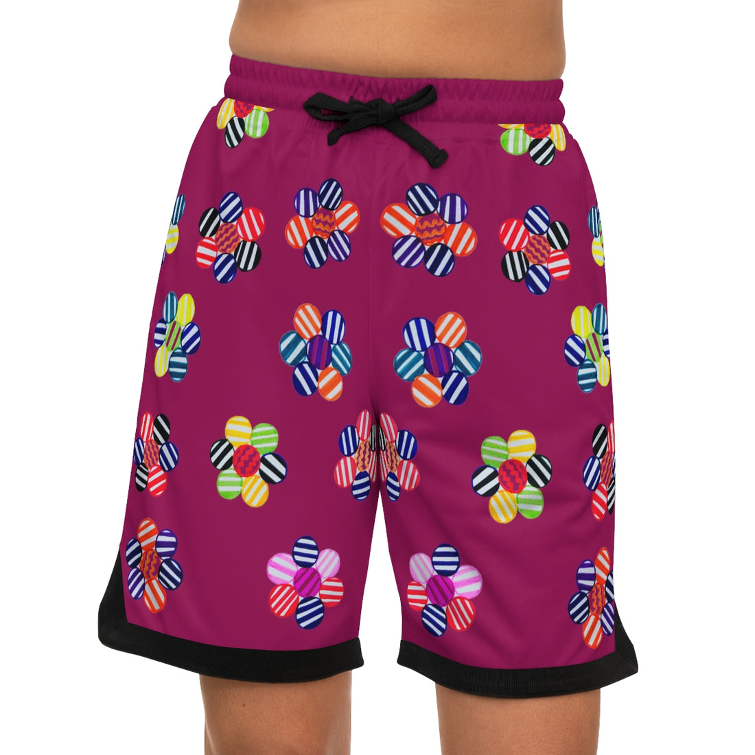 Orchid Geo Floral Basketball Rib Shorts (AOP)