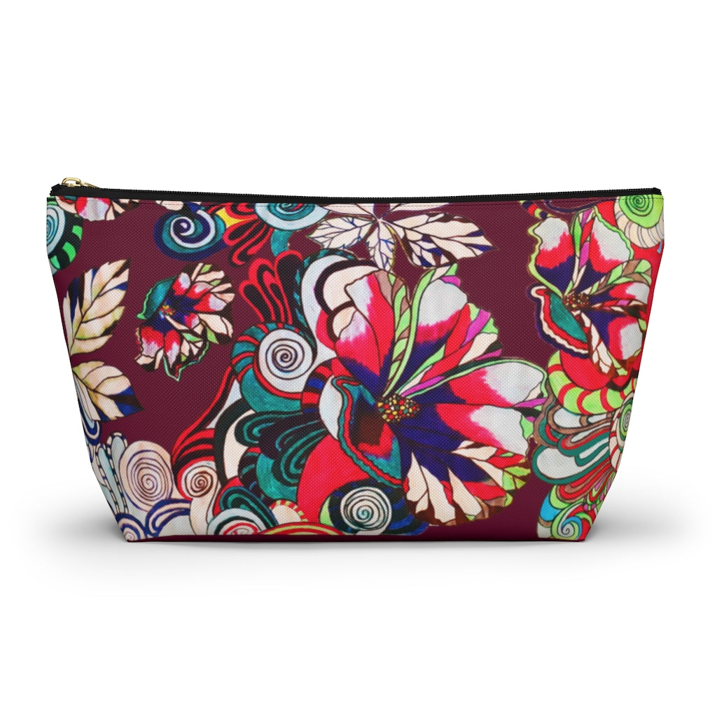Floral Pop Marsala Accessory Pouch
