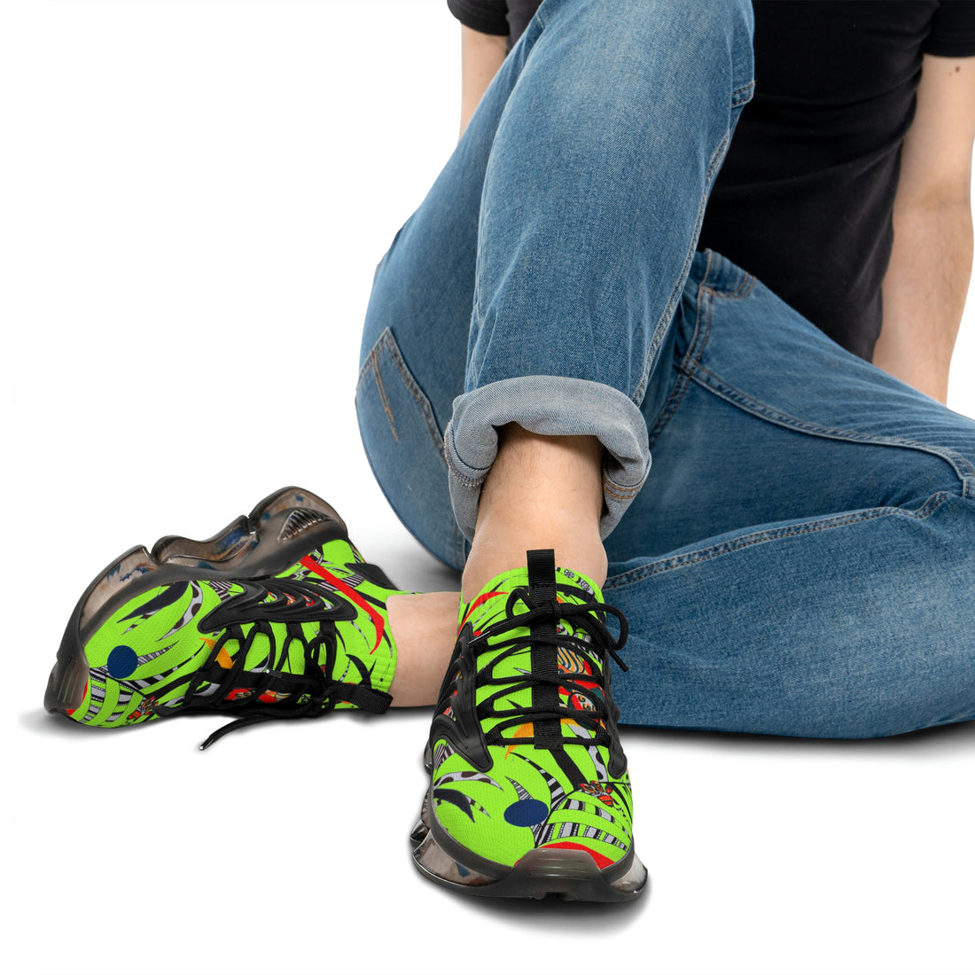 Lime Green Wildly Wicked OTT Men's Mesh Knit Sneakers