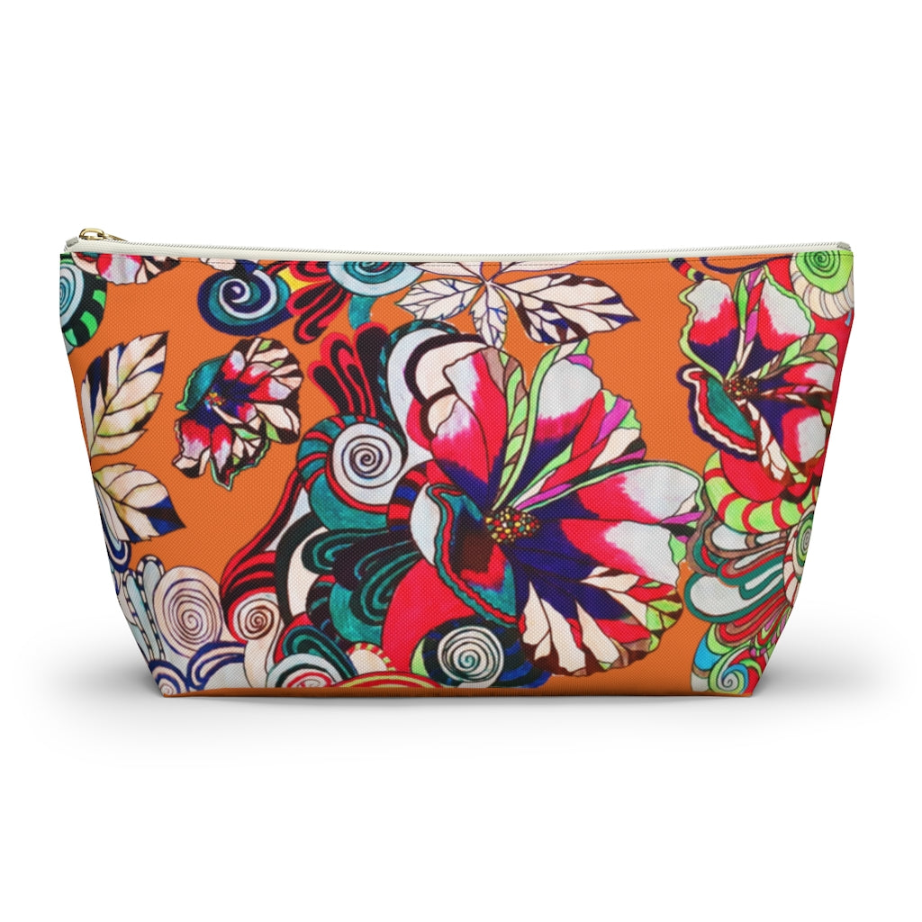 Floral Pop Orange Accessory Pouch