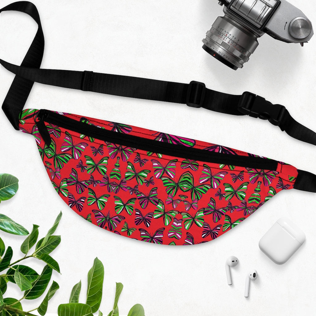 Butterflies Red Fanny Pack