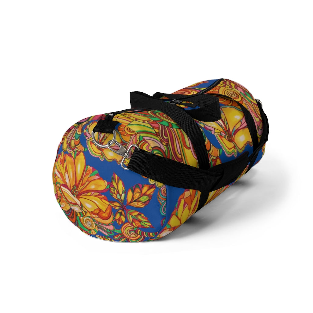 Artsy Floral Royal Blue Duffel Bag