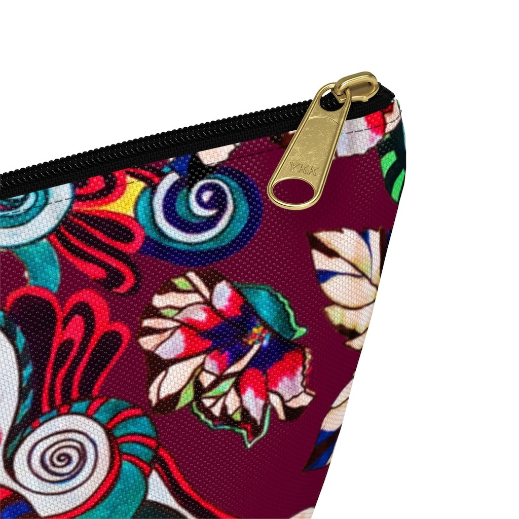 Floral Pop Marsala Accessory Pouch