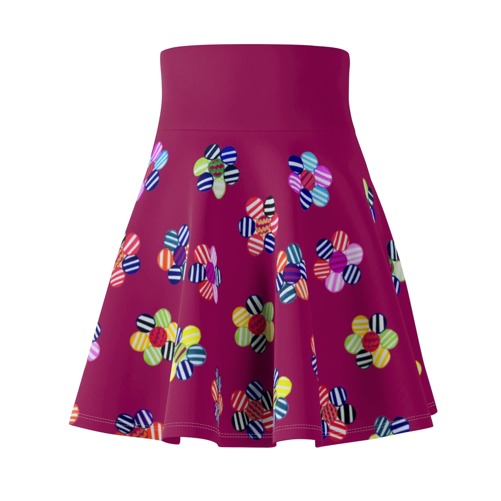orchid Striped Floral Skater Skirt