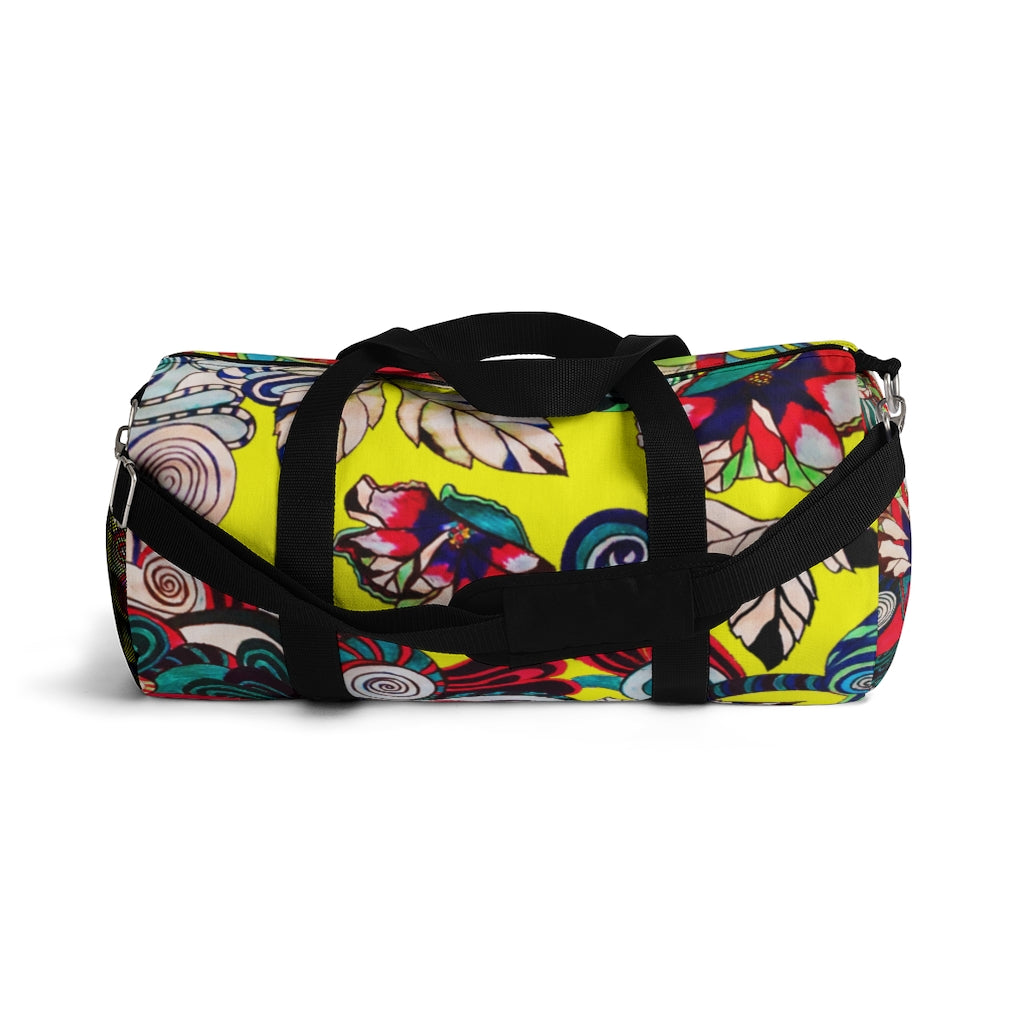 Artsy Floral Pop Canary Duffel Bag