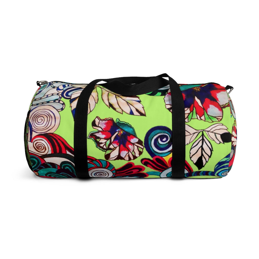 Artsy Floral Pop Lime Duffel Bag