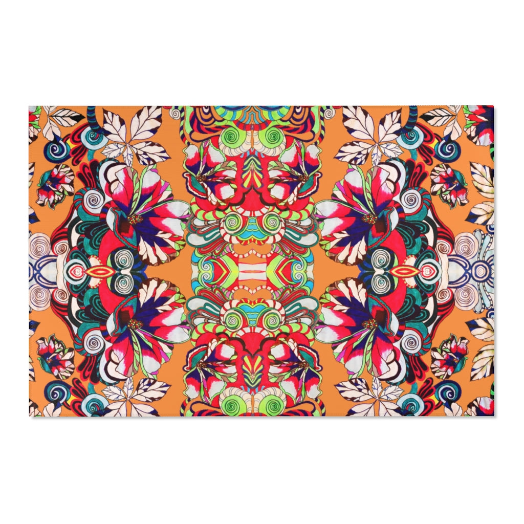 Artsy Floral Pop Peach Area Rug