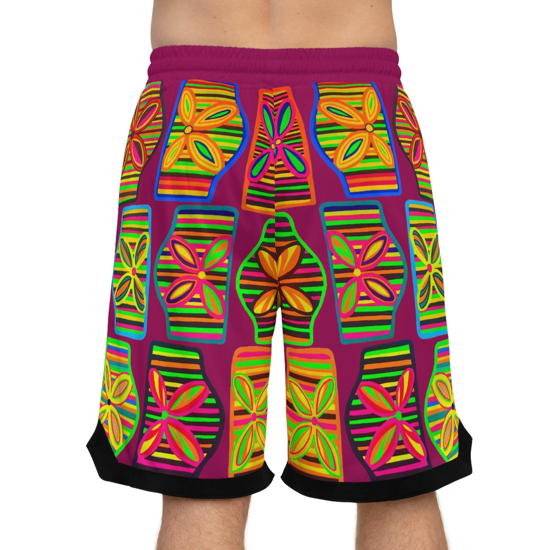 orchid psychedelic waves print basketball shorts