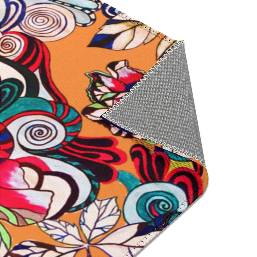 Artsy Floral Pop Peach Area Rug