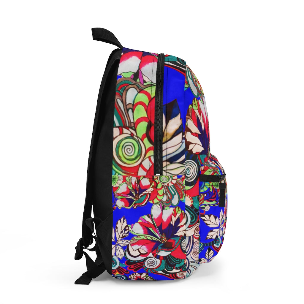 Electric Blue Artsy Floral Pop Backpack