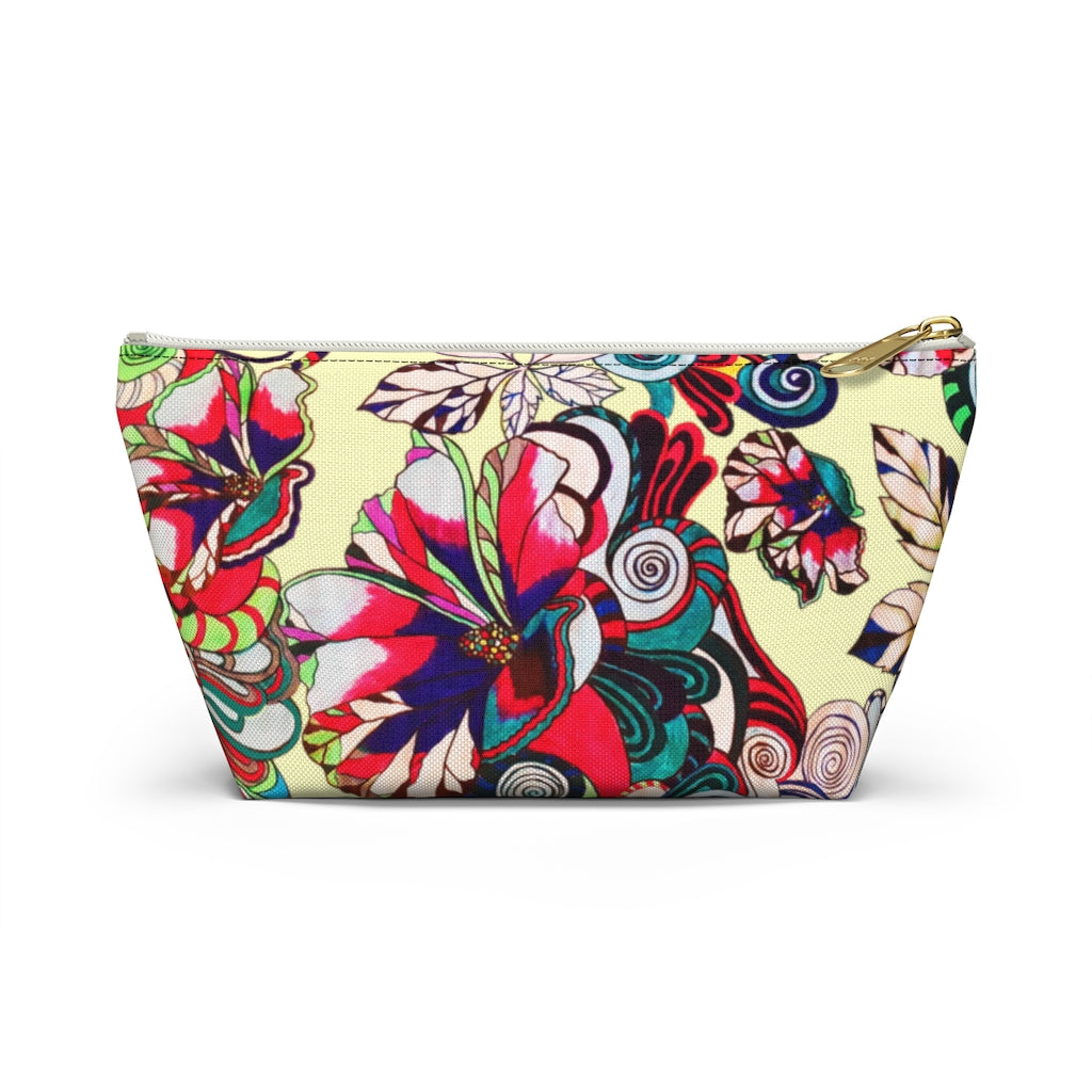 Floral Pop Cream Accessory Pouch