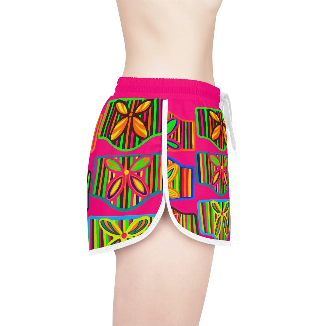 Hot Pink Deco Print Relaxed Shorts