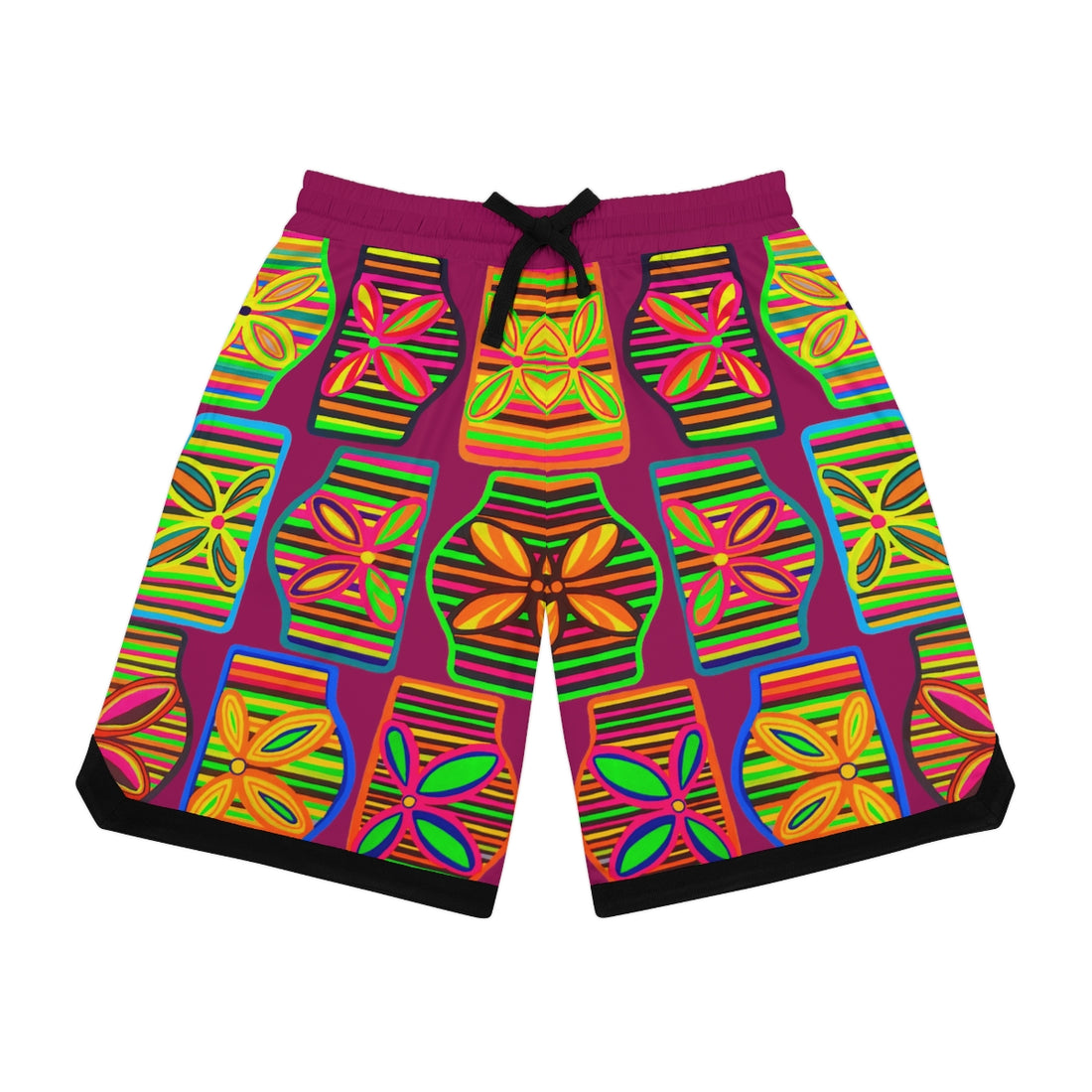 orchid psychedelic waves print basketball shorts