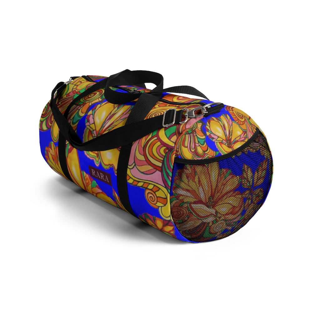 Artsy Floral Electric Blue Duffel Bag